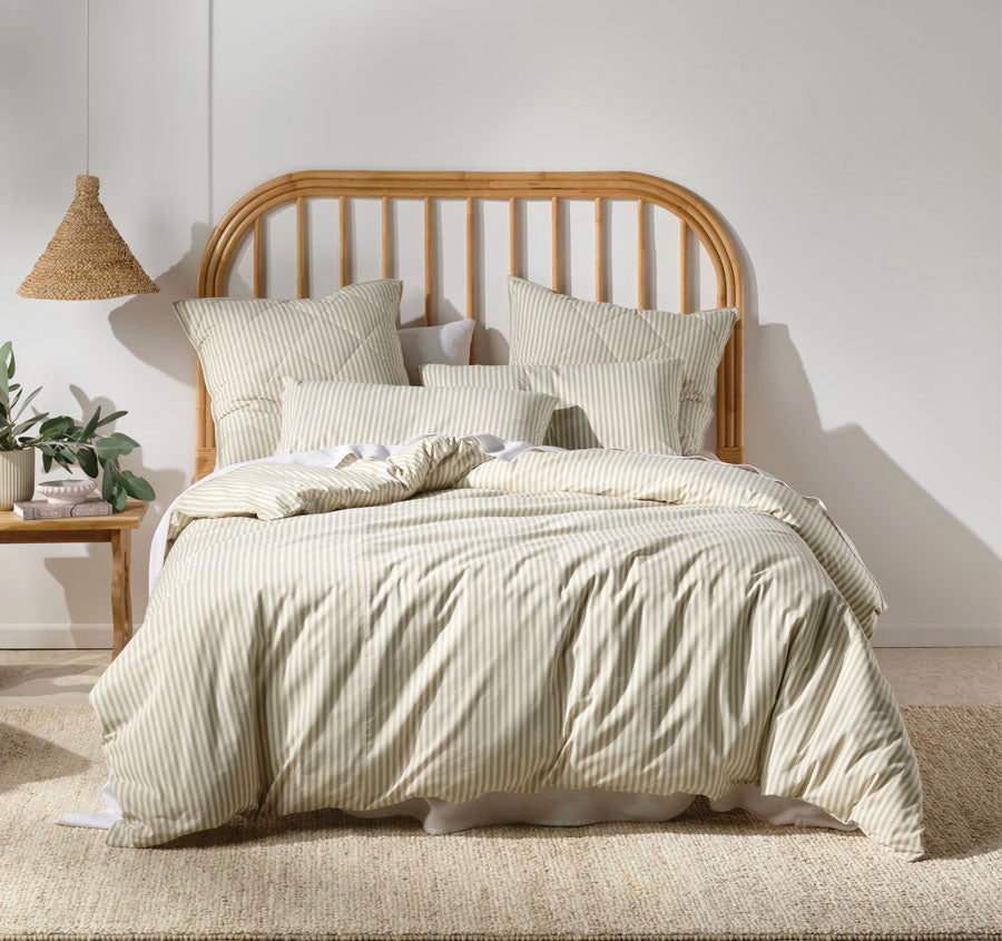 Classic Stripe Quilt Cover Set Range Pebble