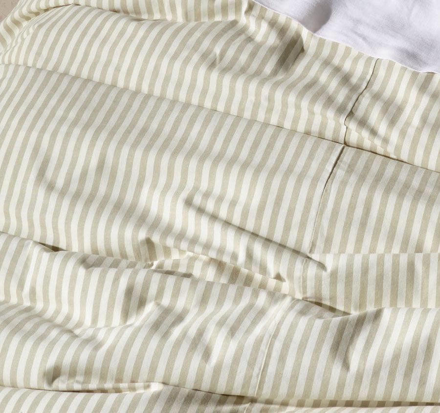 Classic Stripe Quilt Cover Set Range Pebble