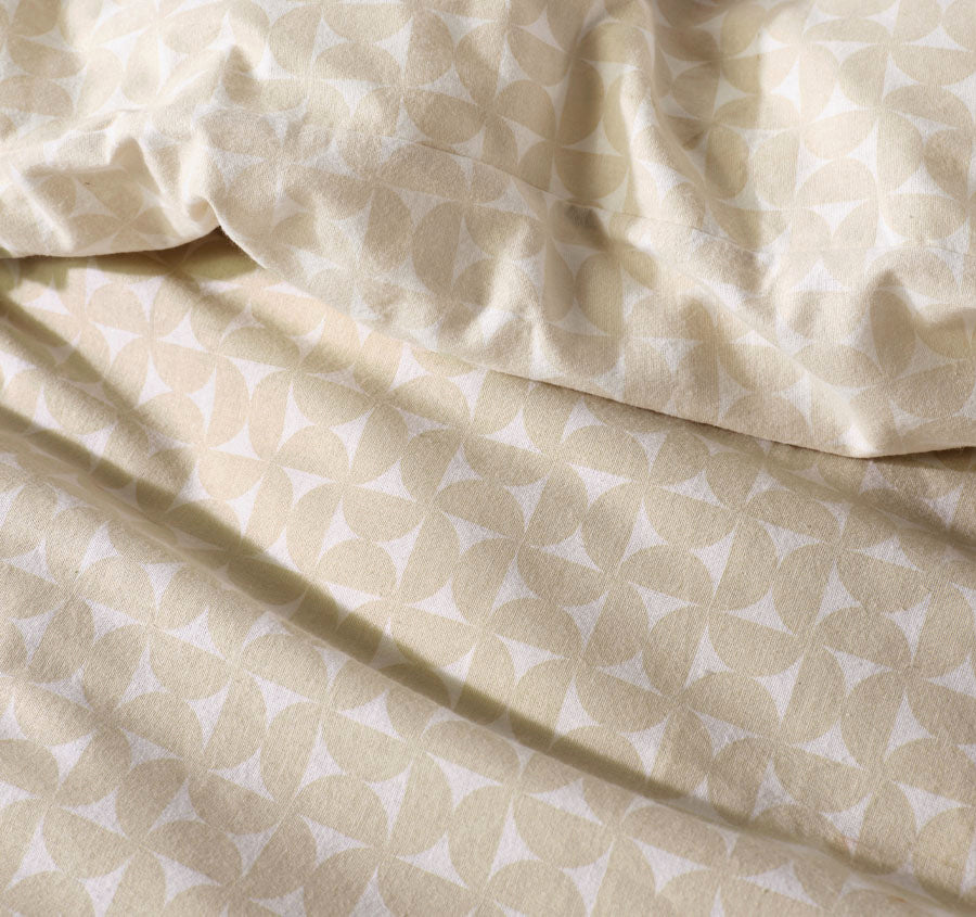 Tyra Printed Flannelette Cotton Quilt Cover Set Range Taupe