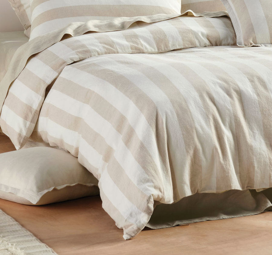 Vintage Stripe Quilt Cover Set Range Natural