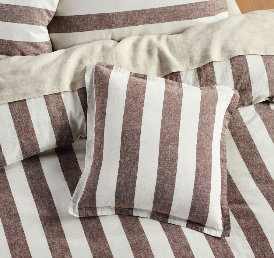 Vintage Stripe Quilt Cover Set Range Tiramisu