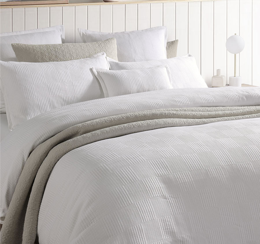 Caspian Quilt Cover Set Range White